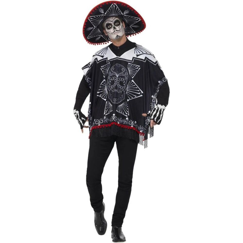 Smiffys Unisex Adult Bandit Day Of The Dead Costume Set / Black/White